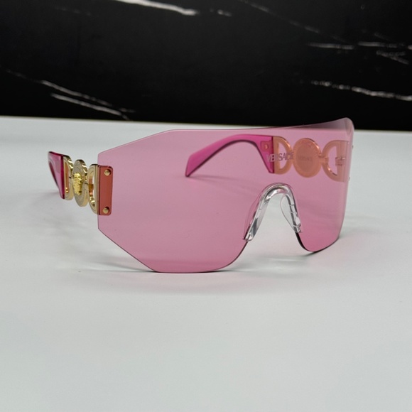 NEW VE2258 1002/84 VERSACE MOD 2258 1002/84 PINK VE2258 100284 SHIELD SUNGLASSES - Picture 5 of 11